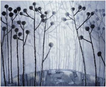 oil on canvas, grey, picture for gift, for present, big botany picture